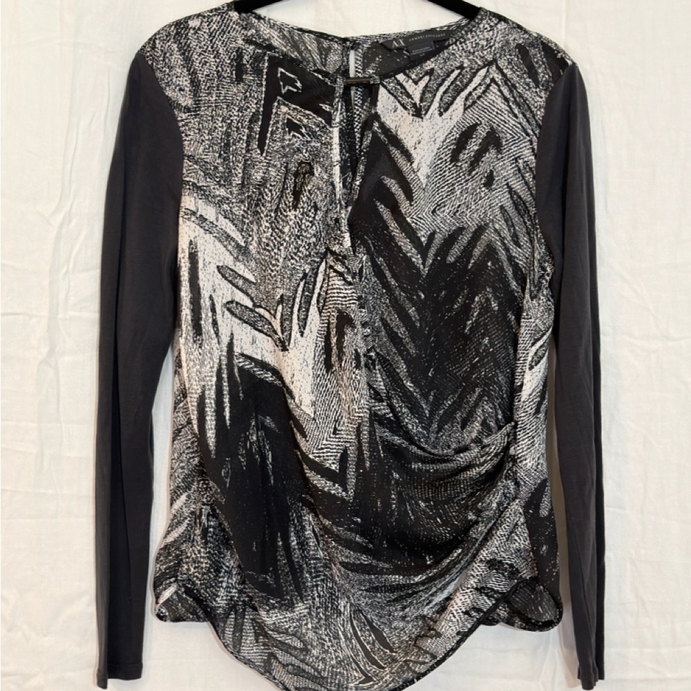 Armani Exchange Black and Gray Patterned Blouse S